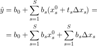         ∑S
ˆy = b0 +    bs(x0s + tsΔxs ) =
        s=1
        ∑S        ∑S
  = b0 +    bsx0s +   bsΔxs
        s=1       s=1

